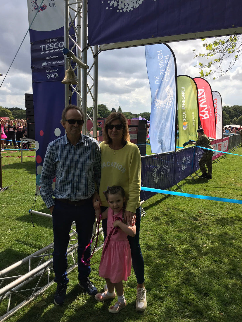 Kate's Mum, Dad and daughter Lucia rang the bell to start the CRUK Race for Life - Thank you to everyone with your help we raised £2200 !!